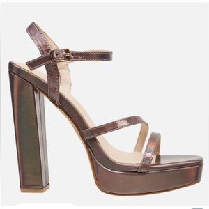 H by HALSTON Sardinia Metallic Strappy Vegan Leather Platform